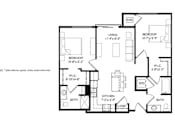 Thumbnail 68 of 80 - A floor plan of a 2 bedroom, 2 bathroom unit.