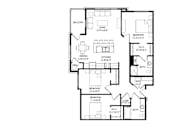 Thumbnail 76 of 80 - A floor plan of a unit style D, 1,272 sq.ft. Wheda.