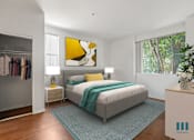 Thumbnail 5 of 65 - Bedroom with Mirrored Closet, Vinyl Flooring, and Large-Size Windows