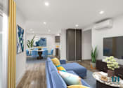 Thumbnail 12 of 39 - Open-Concept Dining and Living Room with Storage Cabinet and Patio