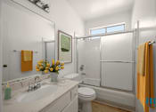 Thumbnail 8 of 39 - Bathroom with Shower Bath and Vanity Cabinet Storage