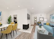 Thumbnail 46 of 65 - Dining and Living Room with Electric Fireplace, Vinyl Flooring, and Recessed Lighting