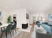 Thumbnail 24 of 65 - Dining and Living Room with Electric Fireplace, Vinyl Flooring, and Recessed Lighting