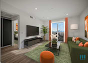 Thumbnail 14 of 106 - Living Room with a TV at Ogden Garden by Wiseman, Los Angeles, California