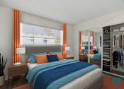 Thumbnail 6 of 30 - Bedroom with Vinyl Flooring and Large Mirrored Closet with Shelving