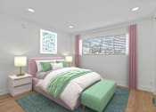 Thumbnail 4 of 30 - Bedroom with Mirrored Closet, Vinyl Flooring, and Large-Size Windows