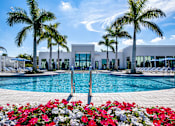 Thumbnail 74 of 78 - A pool surrounded by palm trees and flowers.