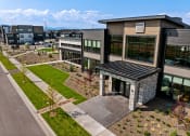 Thumbnail 5 of 94 - an aerial view of a building with a courtyard and grass