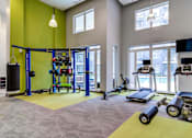 Thumbnail 8 of 26 - a gym with a lot of equipment and windows
