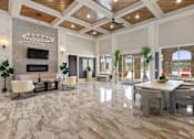 Thumbnail 3 of 53 - a large living room with a marble floor and a fireplace