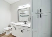 Thumbnail 20 of 59 - a bathroom with a sink and a toilet and a mirror