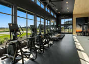 Thumbnail 20 of 94 - a row of exercise bikes in a fitness room with windows