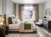 Thumbnail 20 of 28 - a bedroom with a bed and a dresser
