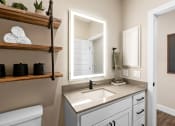 Thumbnail 89 of 94 - a bathroom with a sink and a mirror