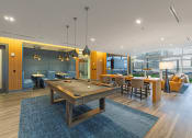 Thumbnail 29 of 47 - a communal area with a pool table and a dining area