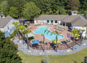 Thumbnail 18 of 18 - a aerial view of a pool with chairs and umbrellas