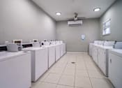 Thumbnail 30 of 43 - A row of washing machines in a laundromat.