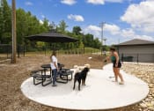 Thumbnail 49 of 70 - two women and two dogs in a dog park