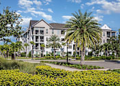 Thumbnail 4 of 54 - A large white building with a palm tree in front.