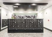 Thumbnail 20 of 45 - A black mailbox with a green wall in the background.
