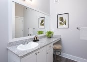 Thumbnail 8 of 36 - a bathroom with a sink and a mirror