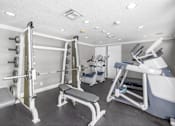 Thumbnail 13 of 22 - A well-equipped gym with a variety of machines and weights.