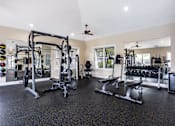 Thumbnail 15 of 29 - A spacious home gym with a variety of equipment.