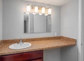 Thumbnail 10 of 25 - a bathroom with a sink and a mirror