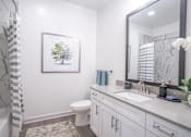 Thumbnail 24 of 50 - a white bathroom with a large mirror and a toilet
