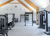 Thumbnail 3 of 15 - a gym with cardio equipment and weights on the floor