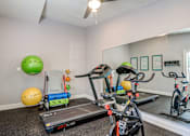 Thumbnail 10 of 20 - Riverview, FL, Apartments for Rent - Sherwood Oaks Apartments - On-Site Fitness Center With Treadmills, Stationary Bikes, Full Wall Mirror, Free Weights, and Stability Balls on Rubber Flooring.