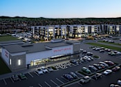 Thumbnail 3 of 5 - Murfreesboro, TN, Luxury Apartments with In-Unit Washer and Dryer - Vintage 1959 - A Modern Apartment Community Is Surrounded By Parking Lots and Residential Neighborhoods.