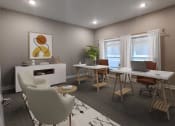 Thumbnail 19 of 60 - a home office with two desks and chairs and a laptop