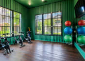 Thumbnail 7 of 36 - Pet-Friendly Apartments in Greenville, SC - Velo Verdae - Fitness Center with Green Walls, Exercise Balls, and Stationary Bikes