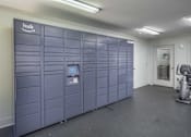 Thumbnail 6 of 36 - A storage room with a row of lockers and a sign that says "hub".