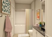 Thumbnail 4 of 6 - Custom Look Bathroom at Greenwood Commons Apartments, Ohio