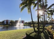 Thumbnail 6 of 30 - lush landscaping round lake with fountain
