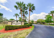 Thumbnail 1 of 15 - Drive into Villa Assumpta with monument signage with shrubs and palm trees