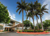 Thumbnail 2 of 23 - Round about and covered drive with lush palm trees at Villa Madonna