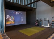 Thumbnail 74 of 75 - Indoor virtual golf game with grass pad and giant projector screen at The Apex at CityPlace, Overland Park, KS, 66210
