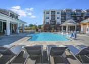 Thumbnail 16 of 78 - Pointe at Prosperity Village Swimming Pool With Lounge Chairs in Charlotte, NC Apartment Rentals for Rent
