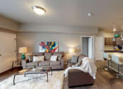 Thumbnail 51 of 92 - kitchen & living room at Upscale Living at the Grand off 45th, Fargo, ND