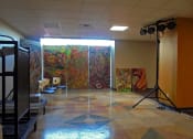 Thumbnail 9 of 18 - large room with murals, studio lighting and chairs for seating