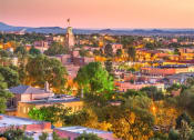 Thumbnail 12 of 22 - an aerial view of the city at sunset  at Altitude at Vizcaya, Santa Fe, 87505