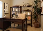 Thumbnail 47 of 73 - Luxury apartments with den or office space, built-in shelves, and wet bar at The Saxony Apartments in north Dallas