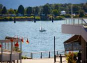 Thumbnail 22 of 36 - Columbia River viewed from Grant Street Pier. Small sailboat