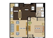 Thumbnail 24 of 26 - 2d floorplan of a 1 bedroom, 1 bathroom unit