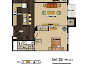 Thumbnail 4 of 26 - 2d floorplan of a 2 bedroom, 2 bathroom unit