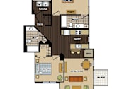 Thumbnail 17 of 26 - 2d floorplan of a 2 bedroom, 2 bathroom unit