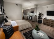 Thumbnail 11 of 44 - Living Area With Bathroom at Topaz Apartments, Los Angeles, California